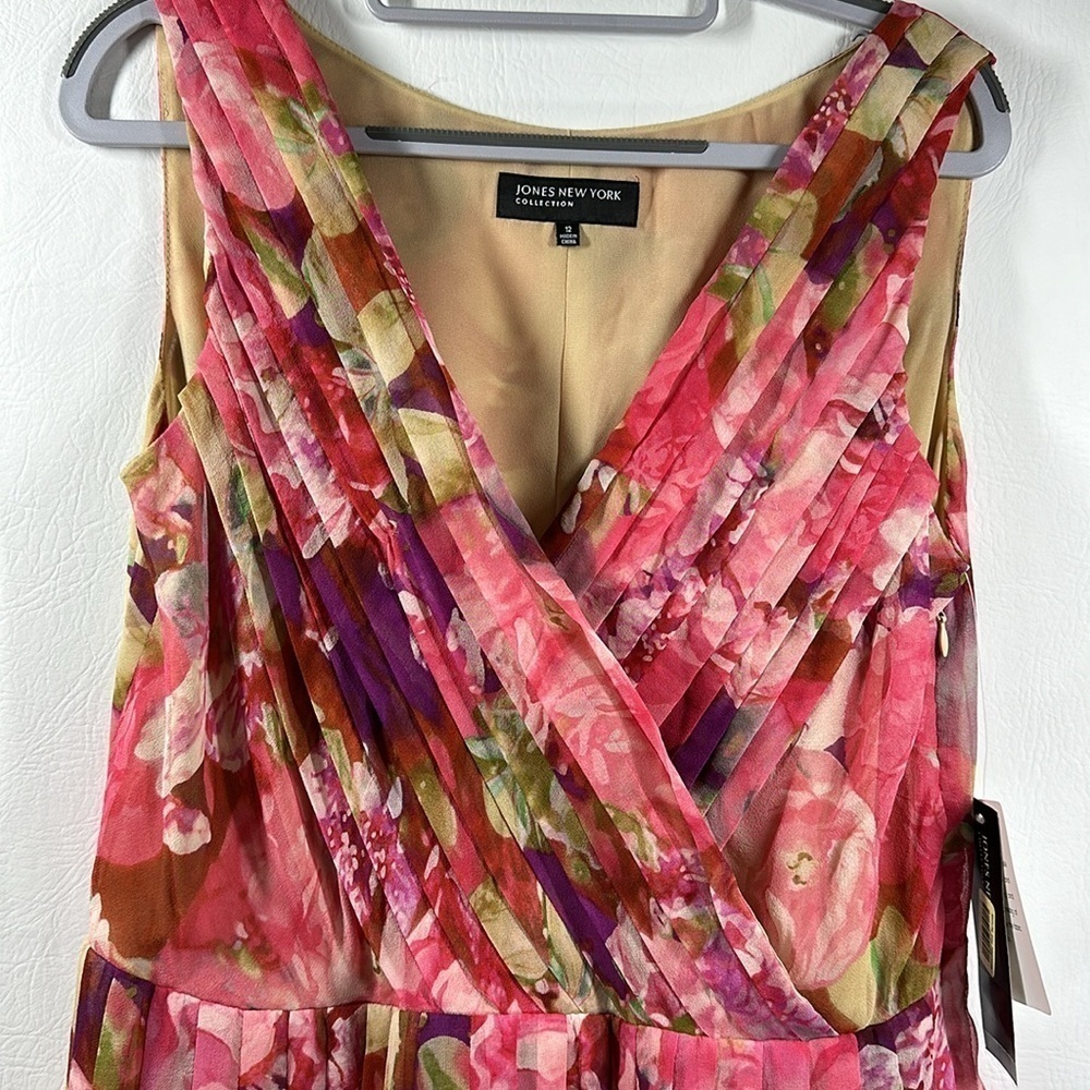NWT Jones New York Collection Sleeveless Pleated Silk MIDI Dress, 12 - Picture 2 of 12